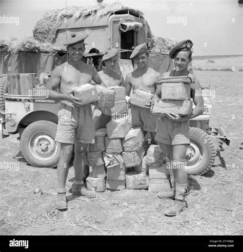 The British Army In Sicily 1943 Men Of 51st Highland Division Show Off Their Stock Of Cigarettes