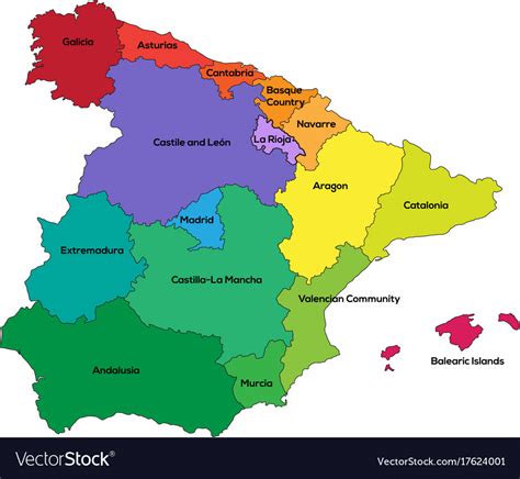 Spain Regions Royalty Free Vector Image Vectorstock