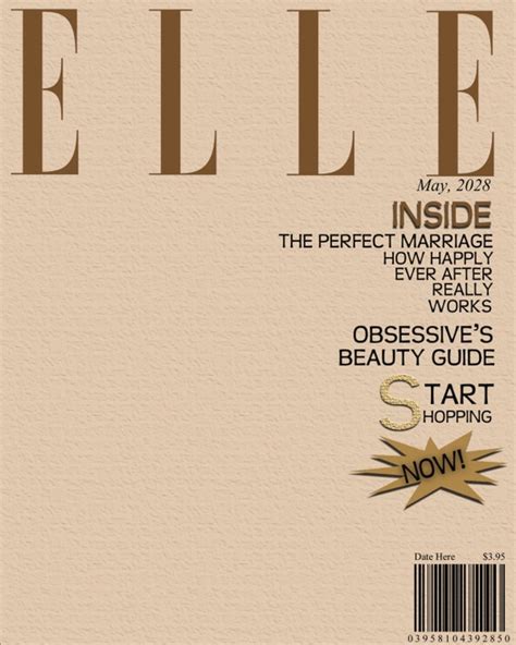 Elle Magazine Cover 1 8x10 Digital Photoshop Template For