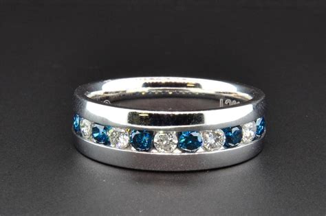We are a custom jeweler in los angeles. Blue Diamond Wedding Band 10K White Gold Round Cut Mens Ring 1.03 Ct | eBay