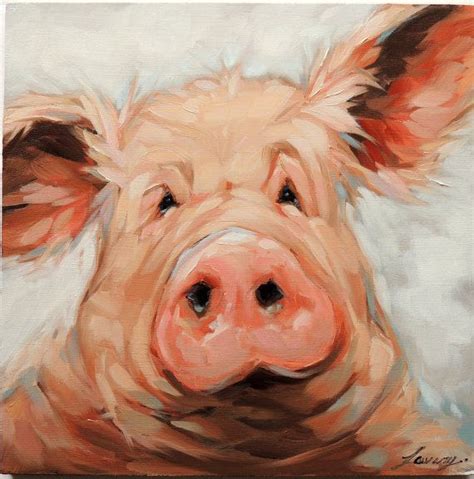 Pig Portrait Painting 8x8 Inch Original Impressionistic Oil Etsy