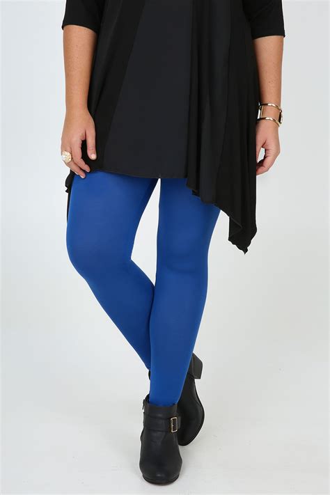 Cobalt Blue Full Length Viscose Elastane Leggings Plus Size 16 18 20 22