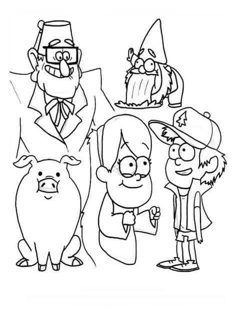 Páginas para colorir Gravity Falls Imprimir todos os heróis