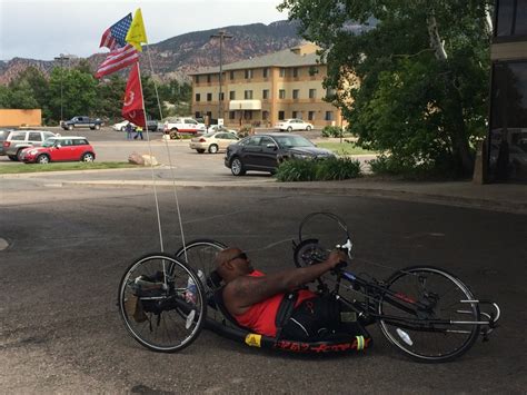 Marine On A Mission Double Amputee Handcycling Across Us Visits So