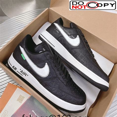 Louis Vuitton And Nike Air Force 1 Low Leather Sneakers Blackwhite