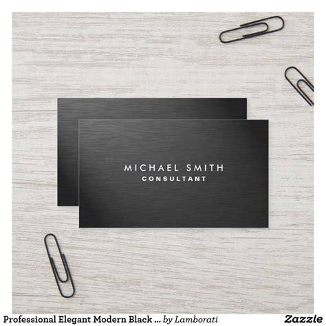 Professional Elegant Modern Black Plain Metal Business Card Zazzle