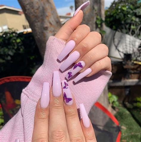 Stunning Coffin Nail Designs You Should Do The Glossychic Purple Acrylic Nails Lilac