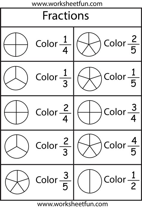 Color the Fraction - 4 Worksheets | 2nd grade math worksheets, Math fractions worksheets, School ...