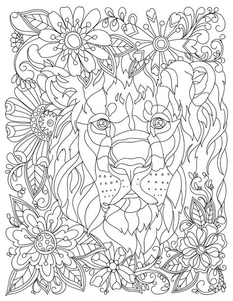 View Lion Coloring Pages For Adults Already Colored