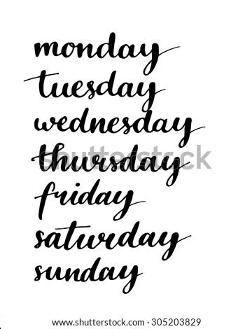 Стишок days of the week. Handwritten Days Week Monday Tuesday Wednesday Stock ...