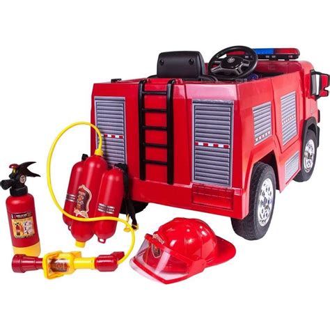 Kids Ride On Fire Engine Red 12v With Water Hose And Hat