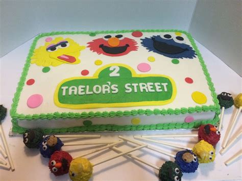 Sesame Street Sheet Cake And Matching Cake Pops Sesame Street Birthday