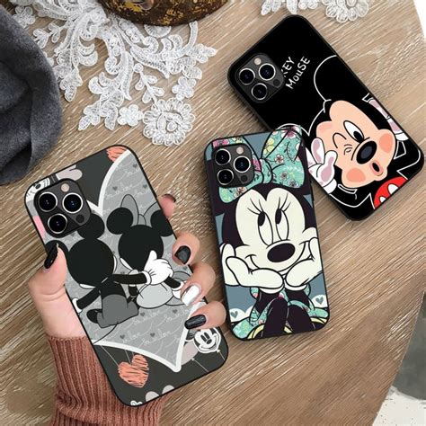 Bandai Cute Cartoon Funny Mickey Minnie Phone Case Silicone Soft For Iphone 13 12 11 Pro Mini Xs