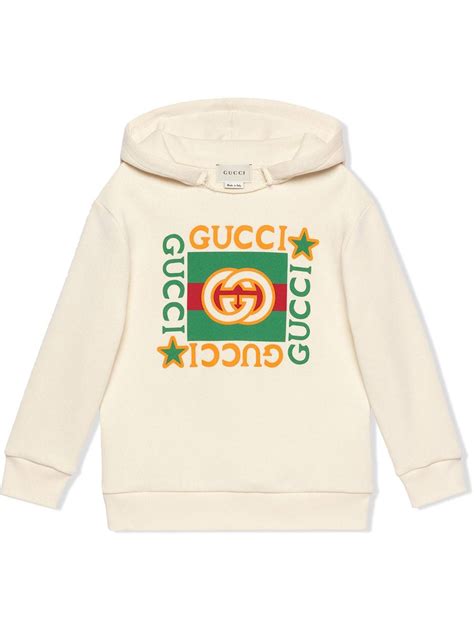 Gucci Kids Cotton Sweatshirt Wlogo Print In White Modesens