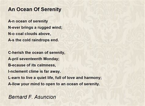 An Ocean Of Serenity By Bernard F Asuncion An Ocean Of Serenity Poem