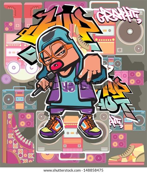 Vector Rap Hip Hop Graffiti Character Stock Vector Royalty Free 148858475