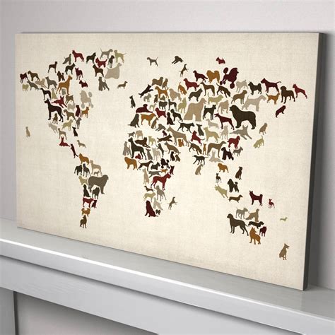 Dogs World Map Art Print By Artpause