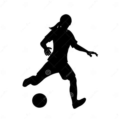 Vector Isolated Silhouette Of A Girl Football Player Running And