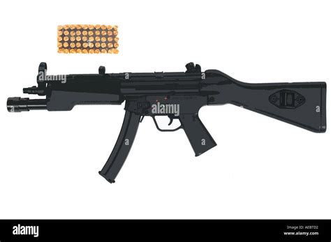 Illustration Of A Heckler And Koch Mp5 Assault Rifle With Bullets