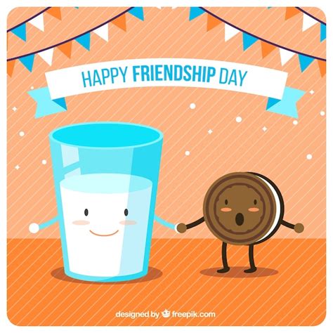 Free Friendship Day Background With Cartoon Food Nohatcc