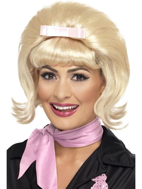 Ladies 50s Flicked Blonde Beehive Bob Costume Wig 43229