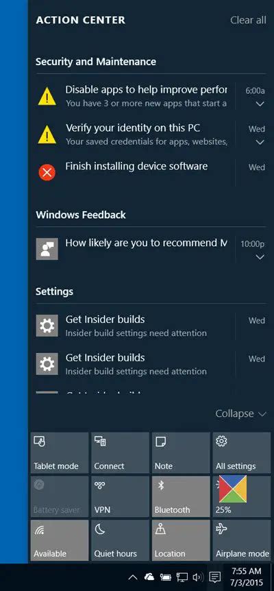 Notifications And Actions Center In Windows 10 Kennedy Sence1957