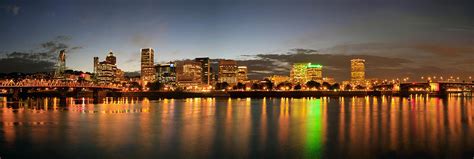 Portland Downtown Skyline Night Panorama Photograph By David Gn Fine