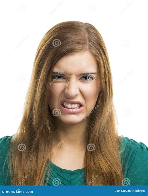 Disgusting Woman Emotions Isolated Girl Portrait Displeased Female