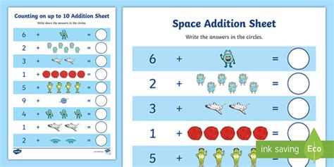 Space Themed Counting On Up To 10 Worksheet Teacher Made