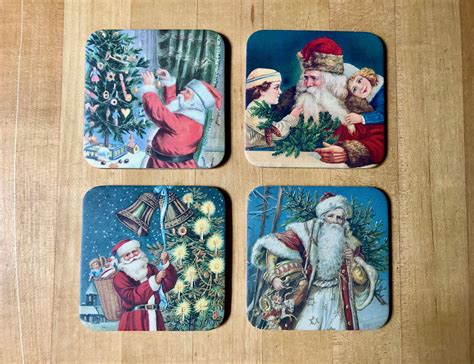 St Nicholas Drink Coasters With Christmas Victorian Scenes Etsy