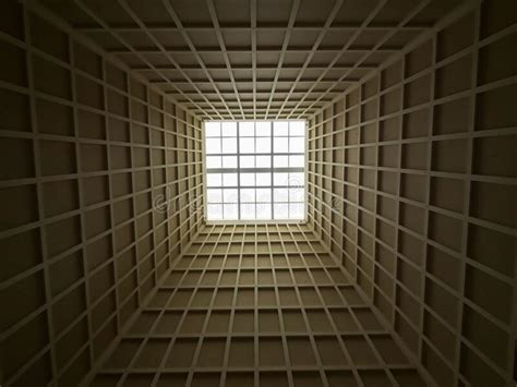 Abstract Background Geometric Glass Ceiling With Sunlight Stock Photo