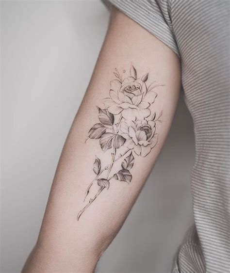 My Tattoo Delicate Rose Tattoo Fine Lines Rose And Petal Detail