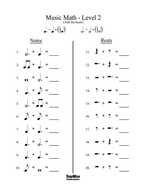 14 Best Images Of Music Math Worksheets Whole Half And