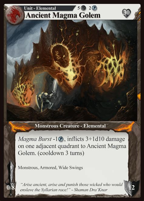 Saga Card Ancient Magma Golem By Michael Galefire On Deviantart