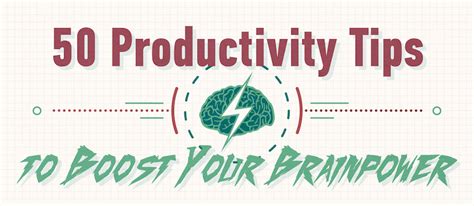 50 Productivity Tips To Boost Your Brainpower Infographic
