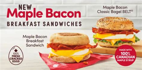 Tim Hortons Maple Bacon Breakfast Sandwiches Calories Price