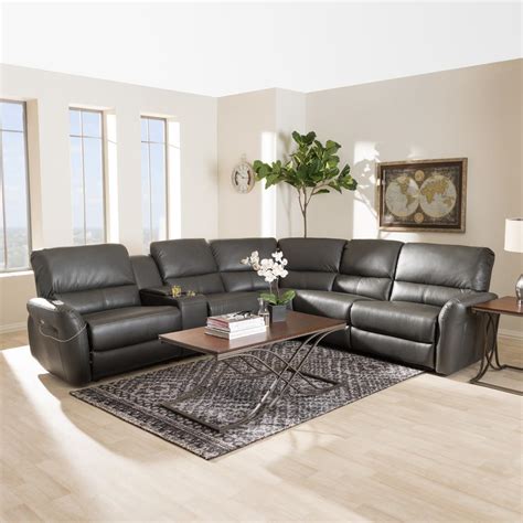On purchases priced at $599.99 and up made with your rooms to go credit card through 5/31/21. Baxton Studio Amaris 5-Piece Grey Leather Reclining ...