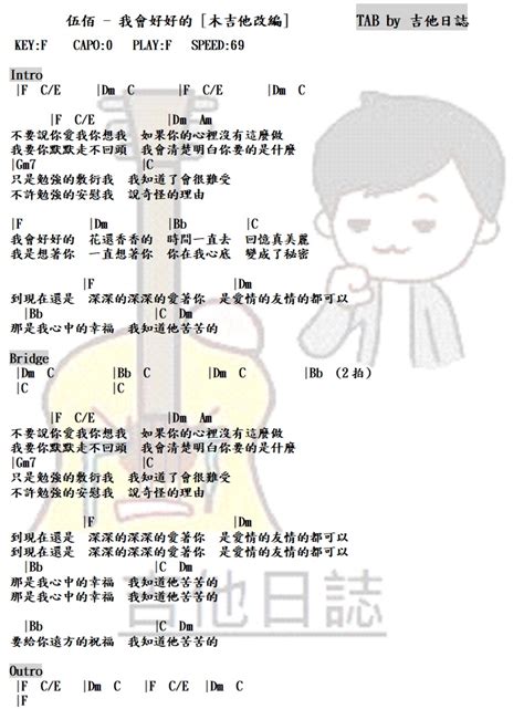 The site owner hides the web page description. 伍佰 - 我會好好的 和弦譜 木吉他改編 Cyndi with U | 《OGD吉他日誌》 高雄吉他教學 一對一、家教、視訊課程