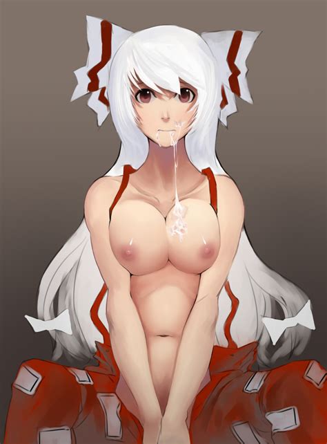 Jjune Fujiwara No Mokou Touhou Bad Id Bad Pixiv Id Highres 1girl After Fellatio Bow