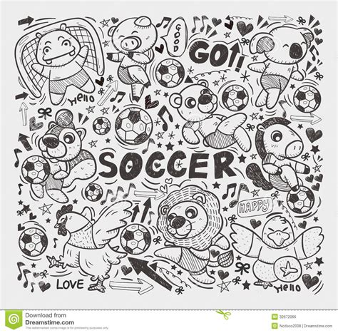 Doodle Animal Soccer Player Element Royalty Free Stock ...