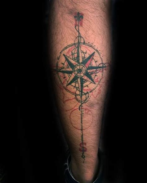 Calf Tattoos For Men Compass Best Tattoo Ideas