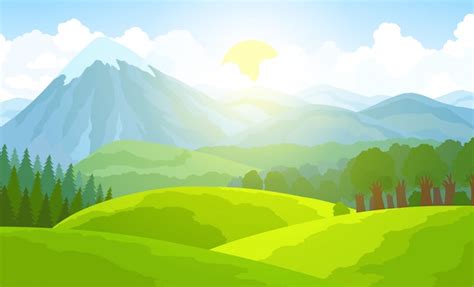 Sommer Berglandschaft Green Valley Vektor Illustration Premium Vektor