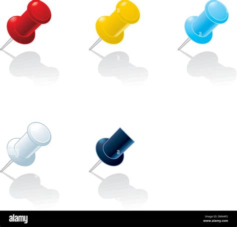 Vector Illustration Push Pins Of Various Colors Stock Vector Image