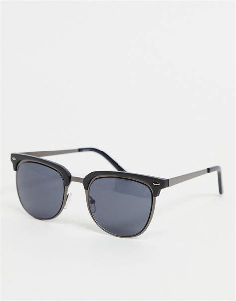 Asos Design Retro Sunglasses In Gunmetal And Matte Black Asos Retro Sunglasses Asos Designs Asos
