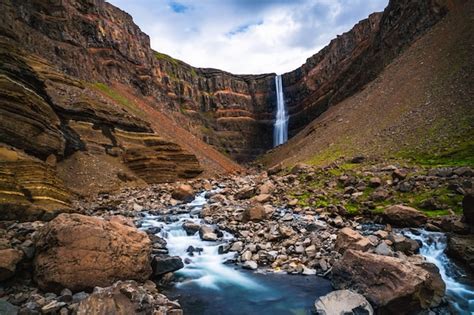 Premium Photo Beautiful Henoss Waterfall In Eastern Iceland