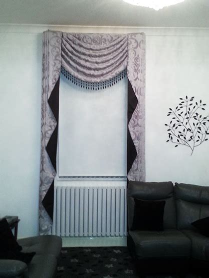 Save on black curtains satin. Luxurious silver jacquard swags curtain with a sultry ...