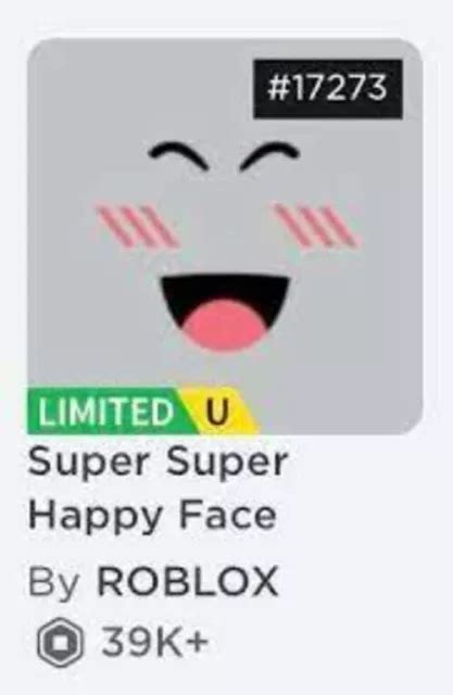 Roblox Limited Super Super Happy Face Sshf Read Description 399 99 Picclick