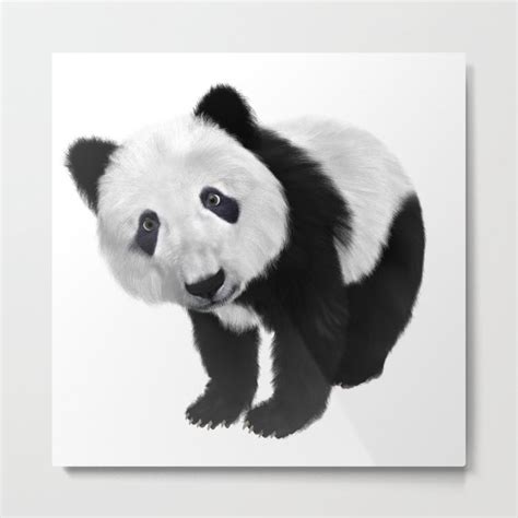 Black And White Panda Bear Illustration Metal Print By
