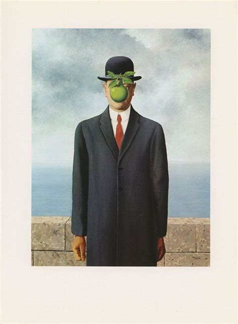 Magritte Art Vintage Art The Son Of Man Man In Suit With Green Apple
