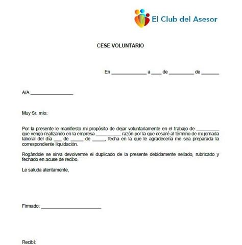 Carta De Despido Voluntario Plantilla Q Carta De